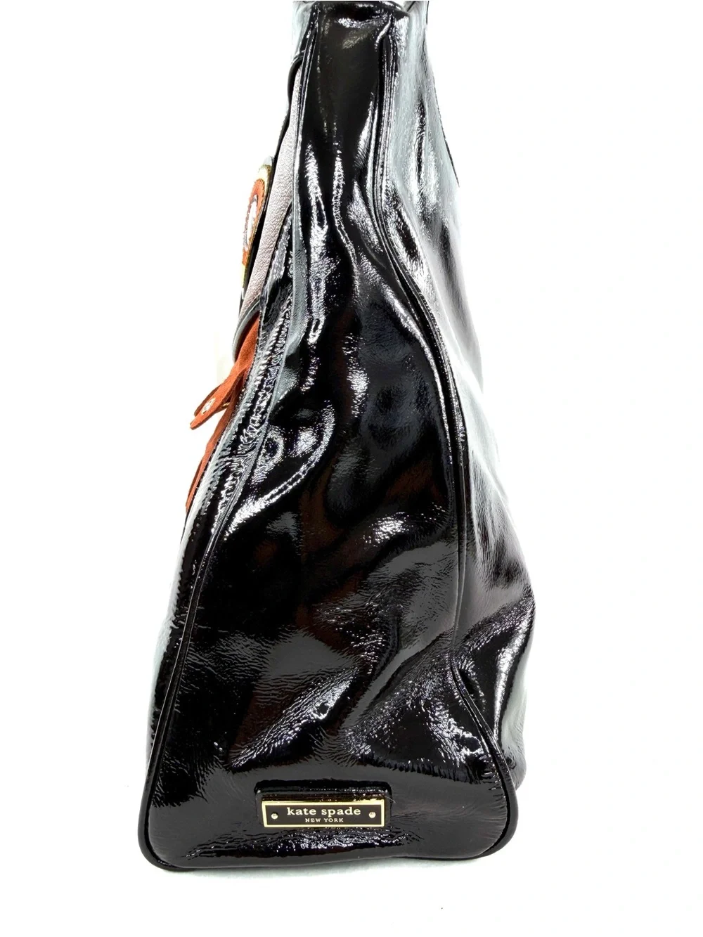 Kate Spade Maximillian Maxwell Owl Brown Patent Leather Suede Satchel Bag